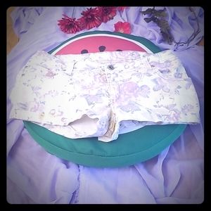 Junior's Pastel Floral Jean Short Shorts